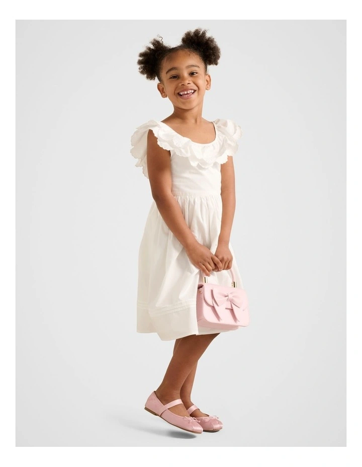 Macie Petal Collar Dress in White image 5