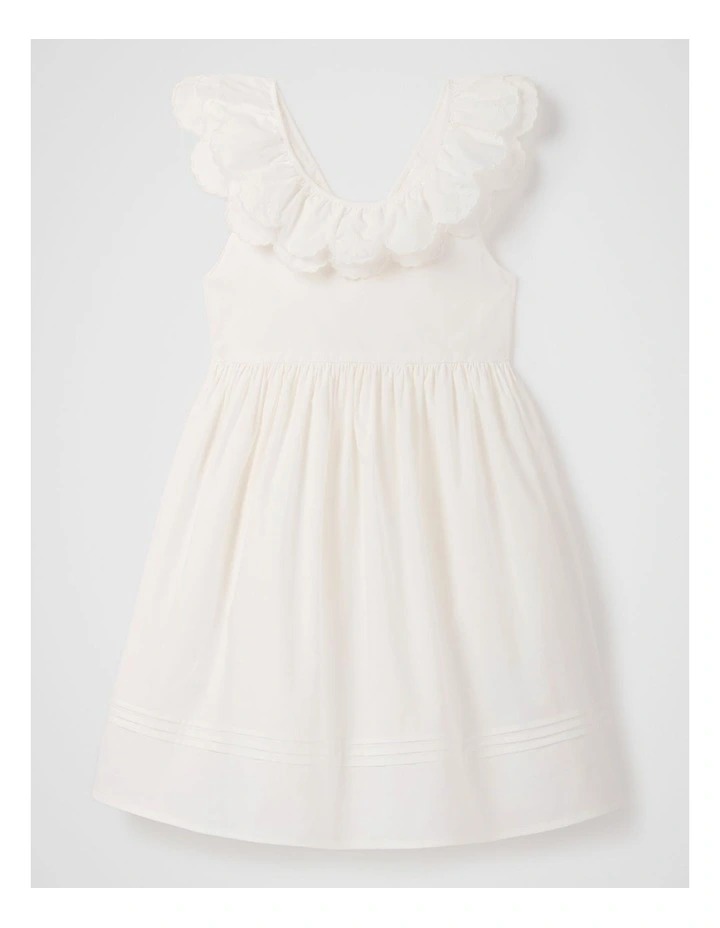 Macie Petal Collar Dress in White image 6
