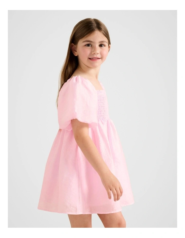 Juliana Girls Puff Sleeves Mini Dress in Pink image 3