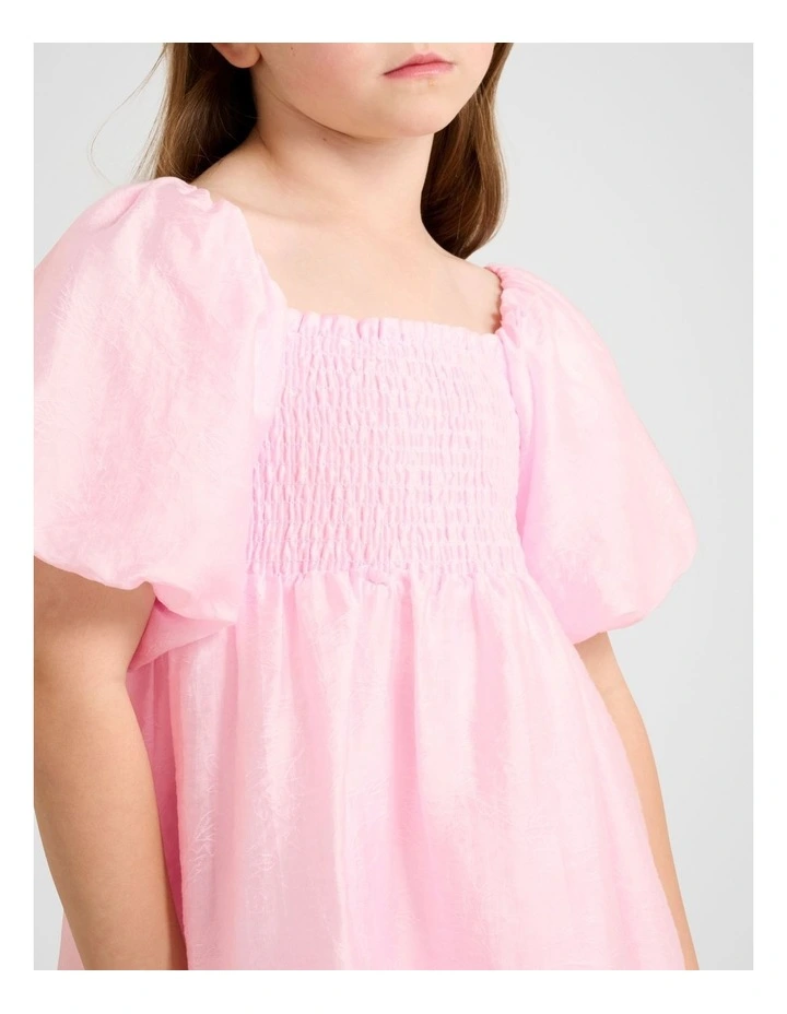 Juliana Girls Puff Sleeves Mini Dress in Pink image 4