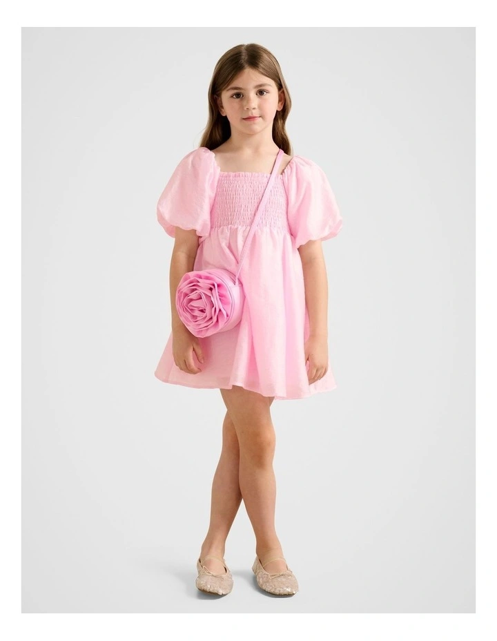 Juliana Girls Puff Sleeves Mini Dress in Pink image 5