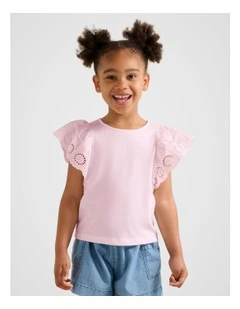Aurora Flutter Sleeves T-shirt in Pink