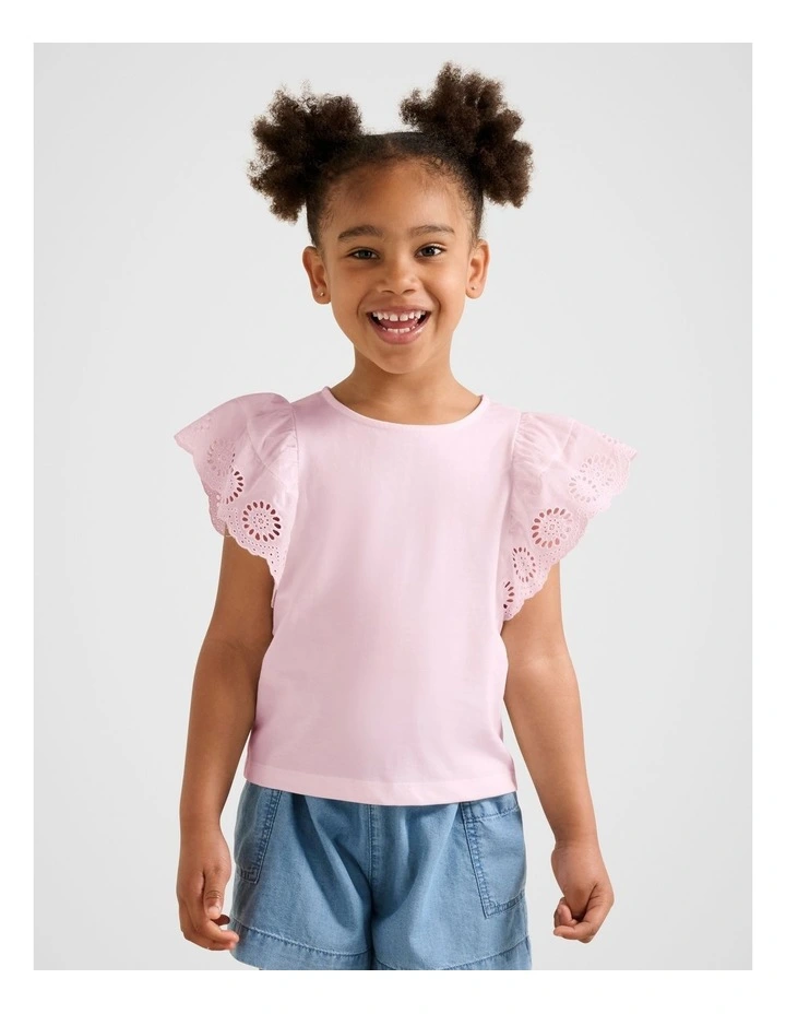Aurora Flutter Sleeves T-shirt in Pink image 1