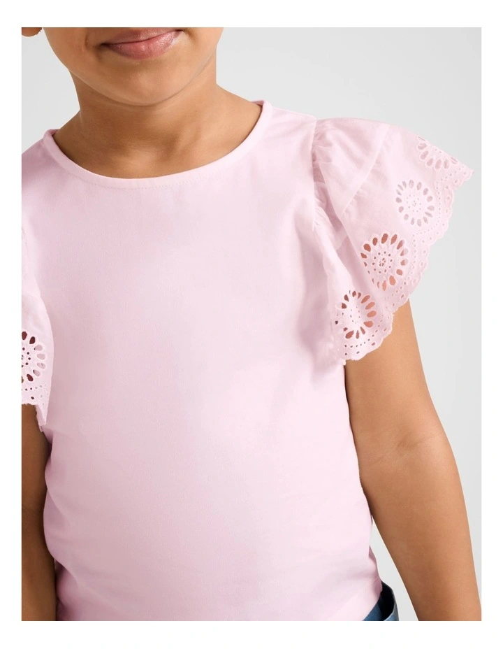 Aurora Flutter Sleeves T-shirt in Pink image 4