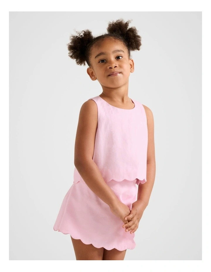 Molly Girls Scalloped Shift Top in Pink image 1