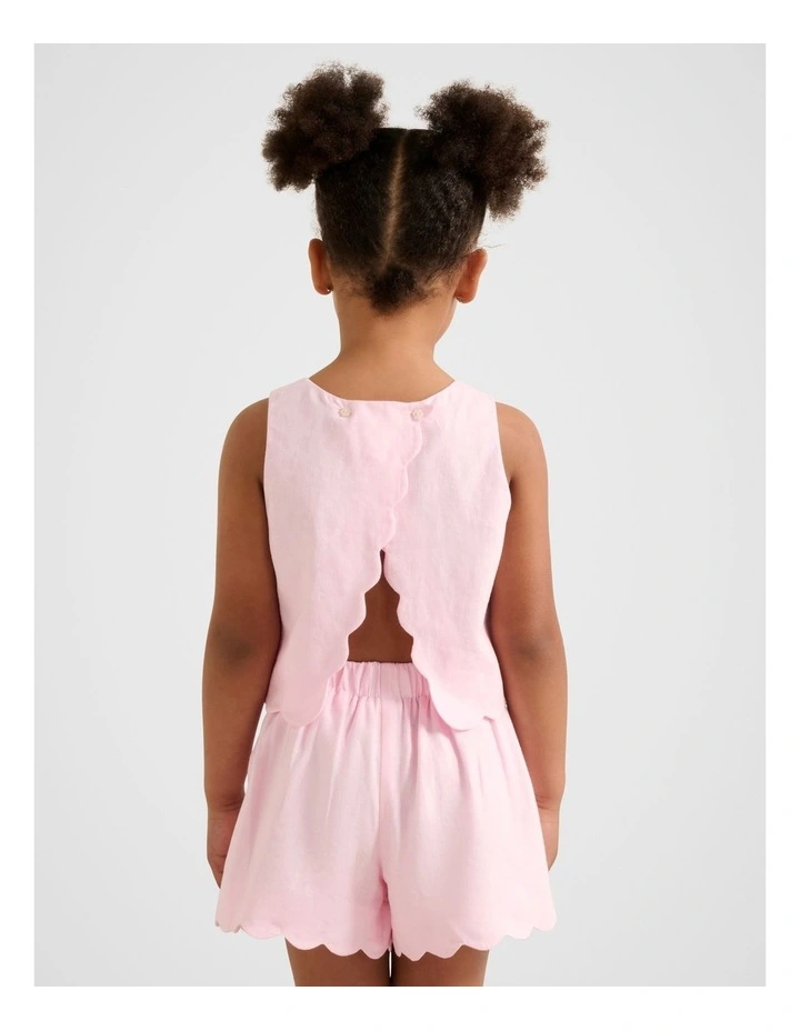 Molly Girls Scalloped Shift Top in Pink image 2