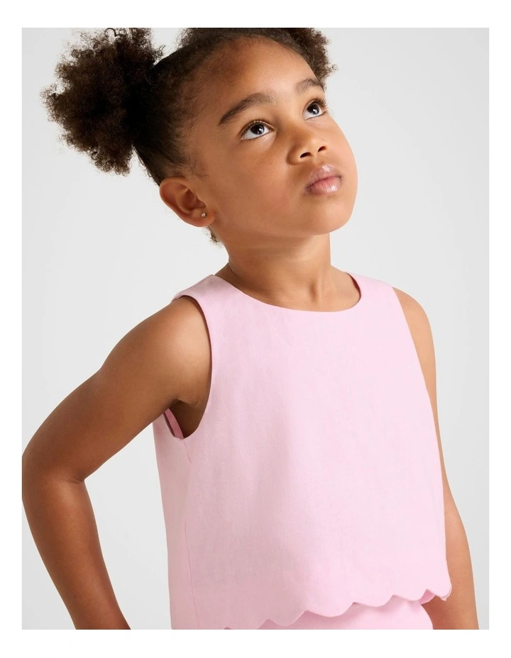 Molly Girls Scalloped Shift Top in Pink image 4