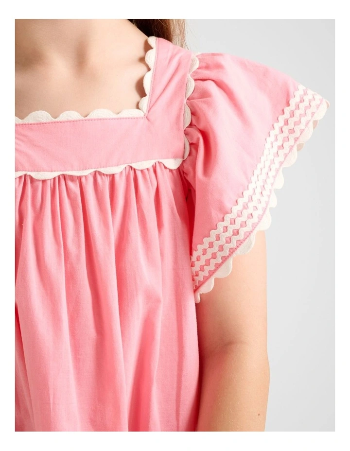 Maisie Girls Flutter Sleeves Dress in Pink image 4