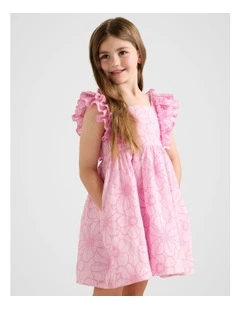 Babydoll Embroidered Dress in Pink