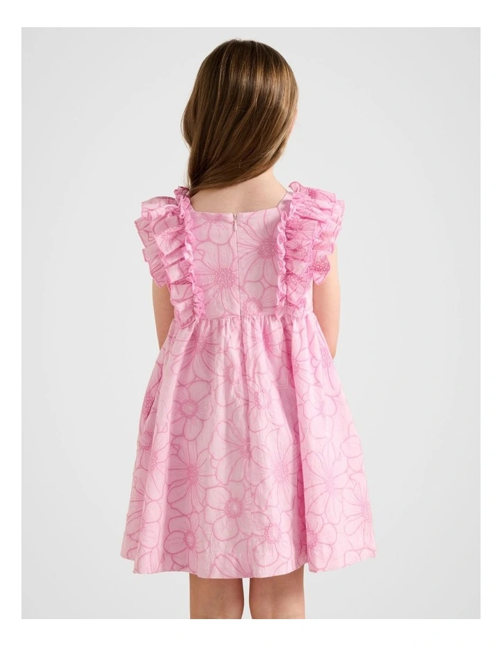 Babydoll Embroidered Dress in Pink image 2