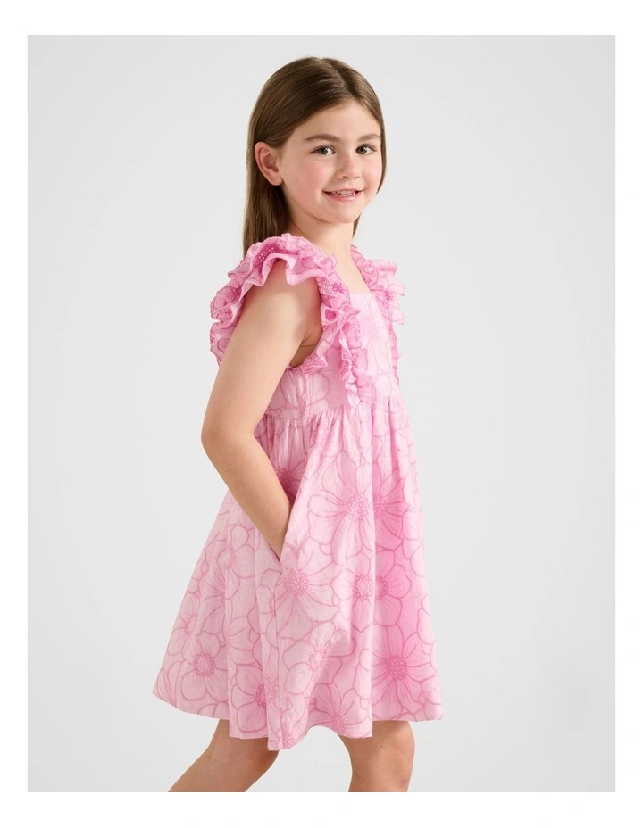 Babydoll Embroidered Dress in Pink image 3