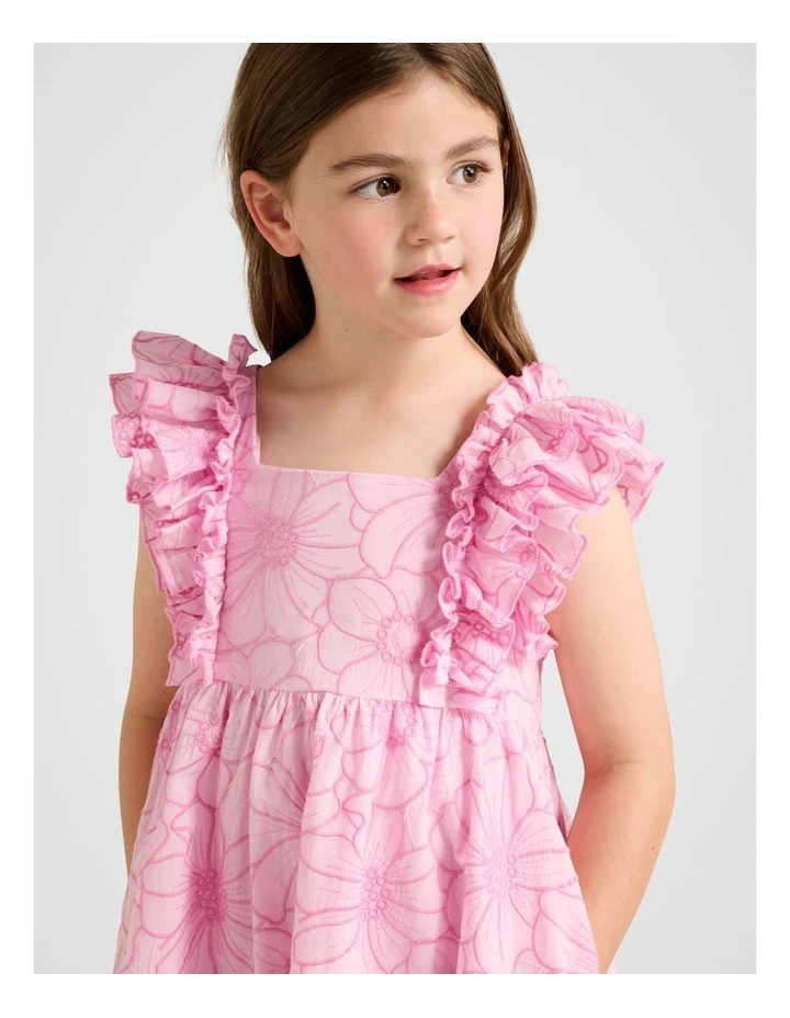 Babydoll Embroidered Dress in Pink image 4