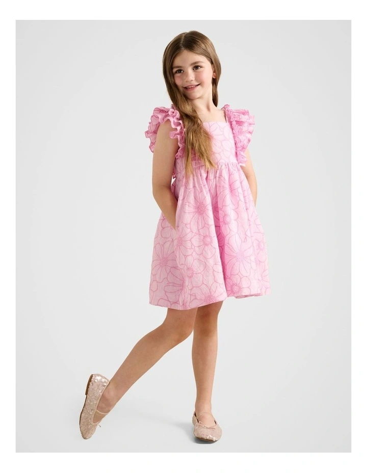 Babydoll Embroidered Dress in Pink image 5