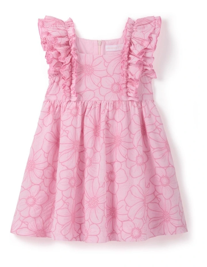 Babydoll Embroidered Dress in Pink image 6