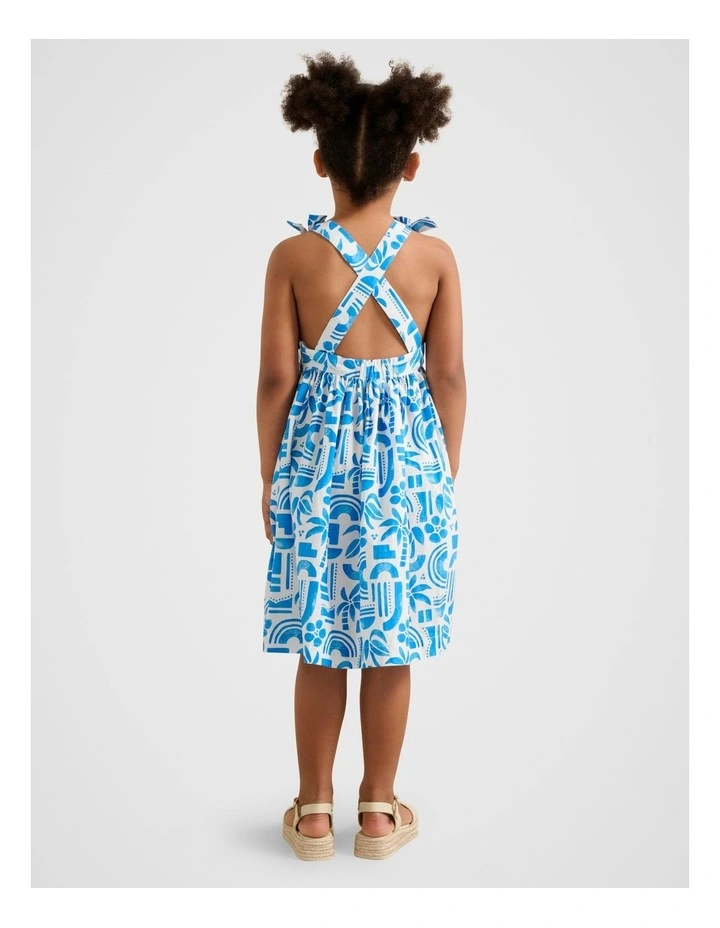 Lila Criss-Cross Pinafore Girls Dress in Multi image 2