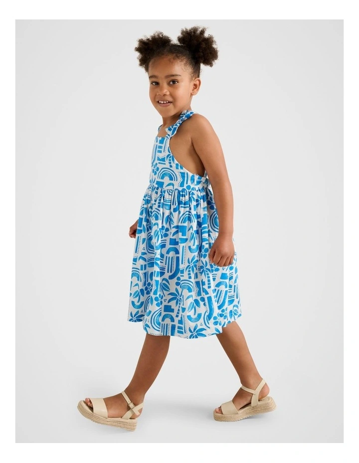 Lila Criss-Cross Pinafore Girls Dress in Multi image 3