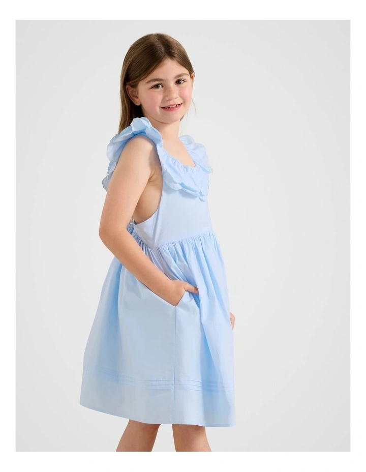 Macie Petal Collar Dress in Blue image 3