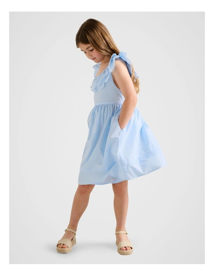 Macie Petal Collar Dress in Blue image 5
