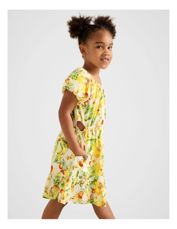 Belle Cut-Out Girls Dress in Multi image 3