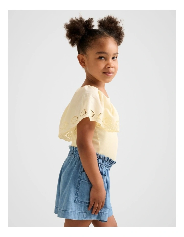 The Pippa Girls Flutter Sleeve Top In Yellow image 3