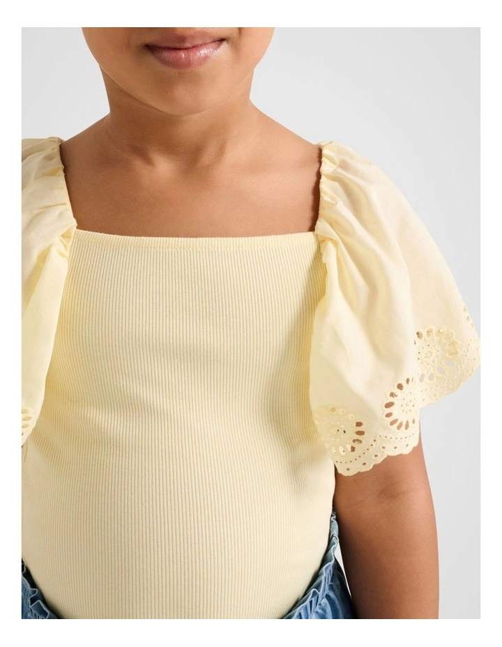 The Pippa Girls Flutter Sleeve Top In Yellow image 4
