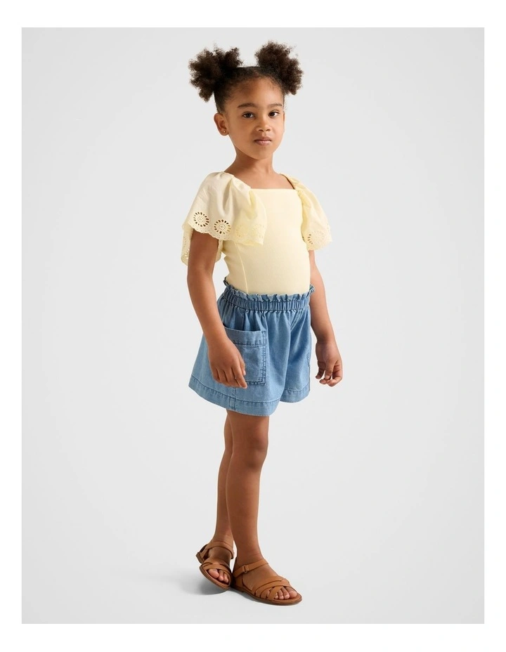 The Pippa Girls Flutter Sleeve Top In Yellow image 5