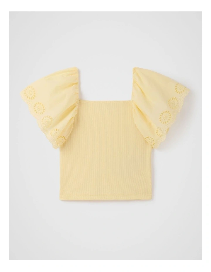 The Pippa Girls Flutter Sleeve Top In Yellow image 6