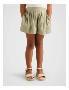 Eveline Pleated Girls Shorts in Green