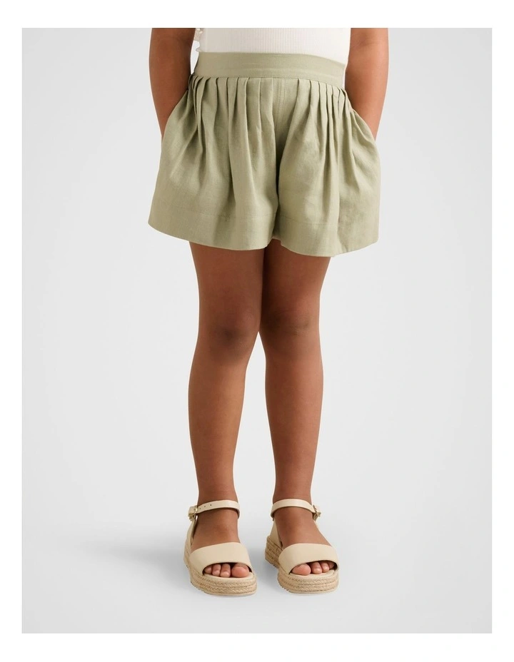 Eveline Pleated Girls Shorts in Green image 1