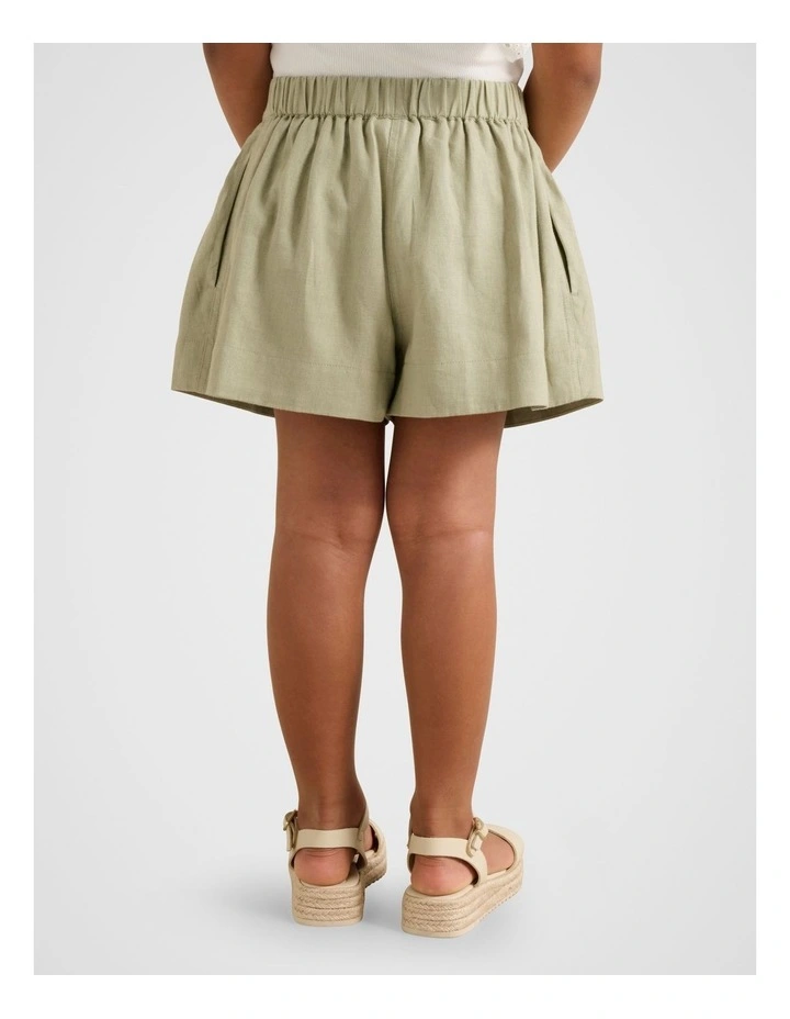 Eveline Pleated Girls Shorts in Green image 2