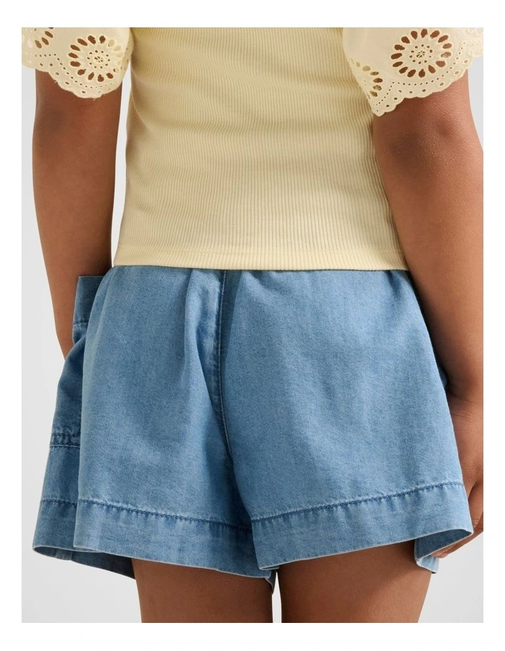 Maeve Chambray Girls Shorts in Blue image 2