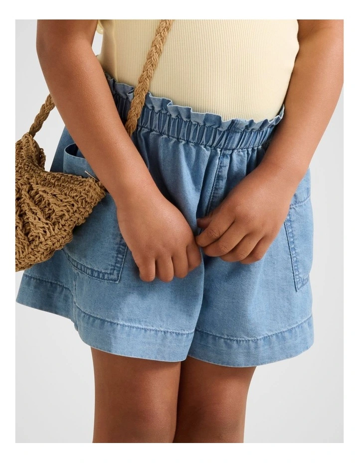 Maeve Chambray Girls Shorts in Blue image 4
