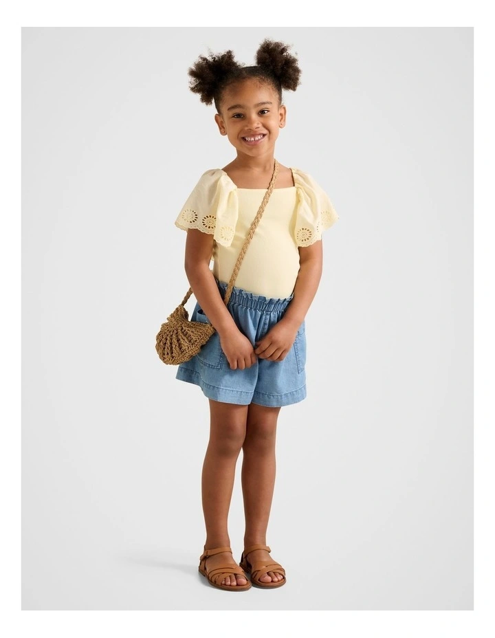 Maeve Chambray Girls Shorts in Blue image 5