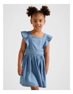 Karlie Girls Denim Chambray Dress in Blue