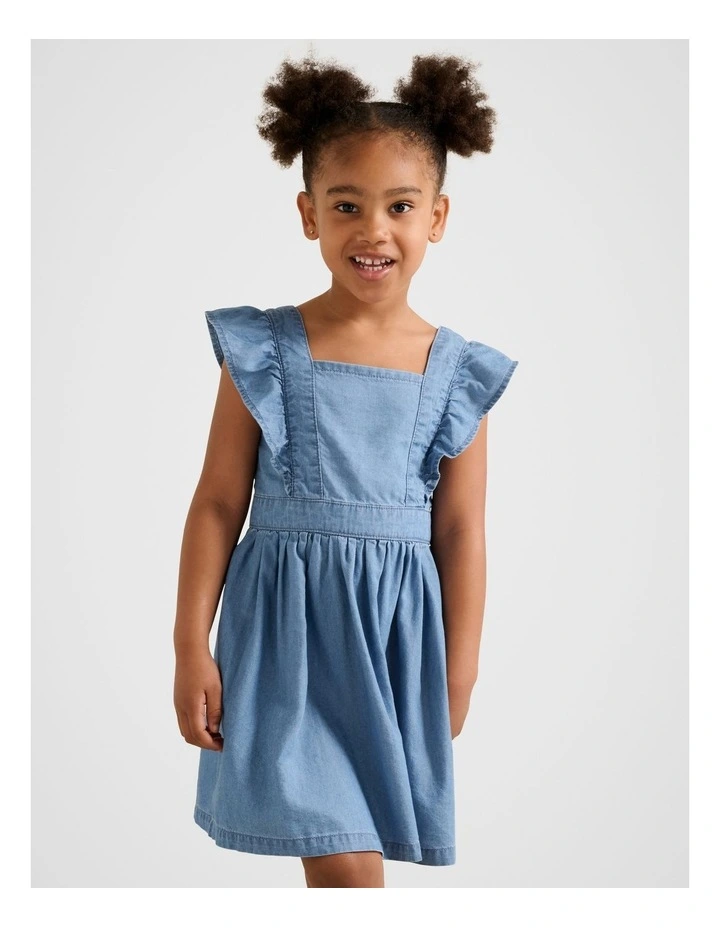 Karlie Girls Denim Chambray Dress in Blue image 1