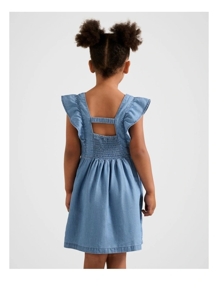 Karlie Girls Denim Chambray Dress in Blue image 2