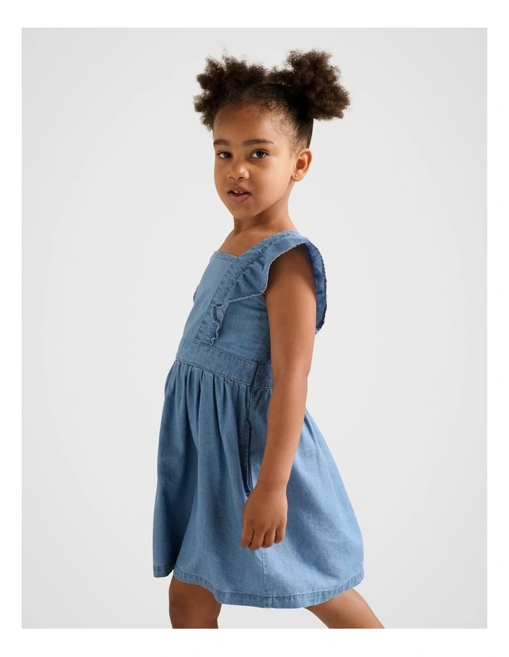 Karlie Girls Denim Chambray Dress in Blue image 3