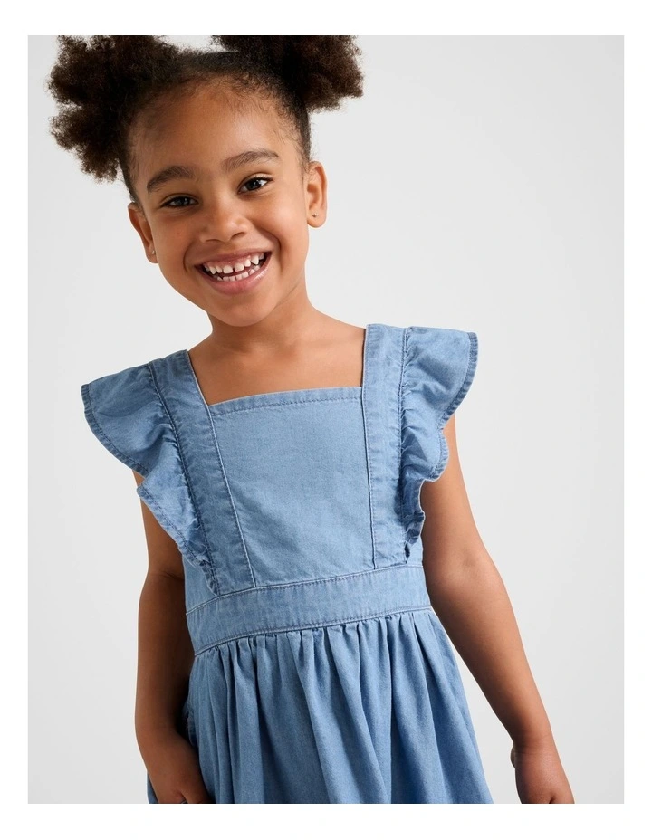 Karlie Girls Denim Chambray Dress in Blue image 4