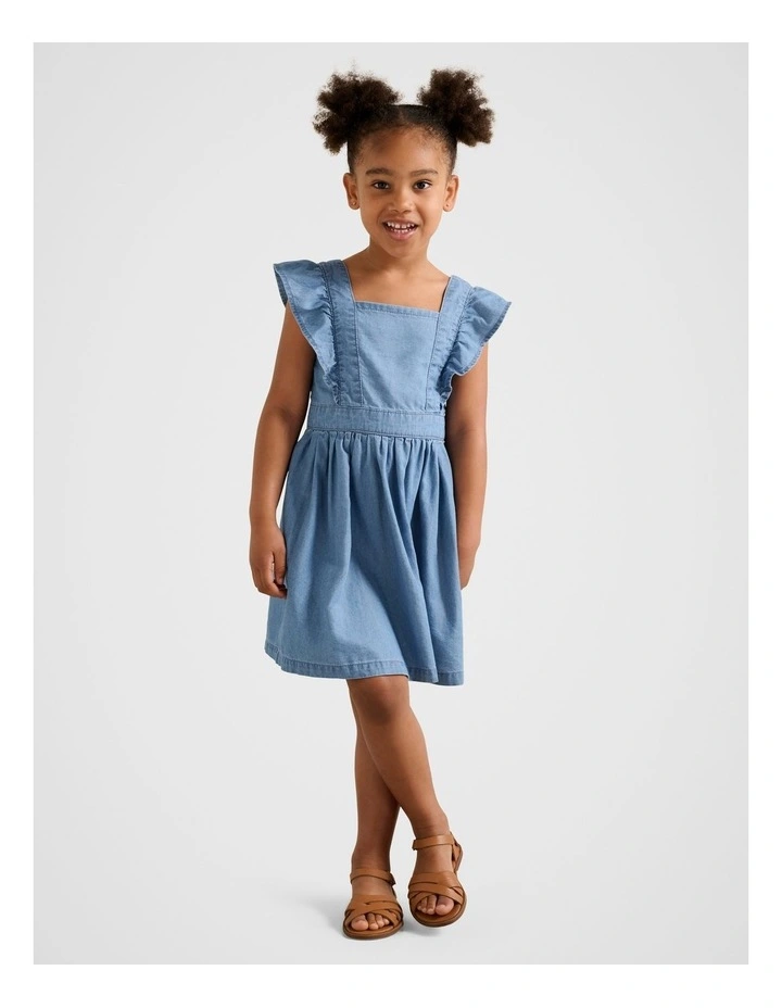 Karlie Girls Denim Chambray Dress in Blue image 5