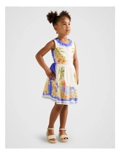 Piper Girls Criss-Cross Back Dress in Multi Print