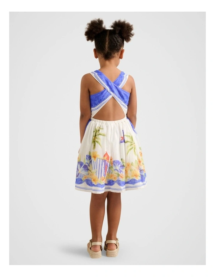 Piper Girls Criss-Cross Back Dress in Multi Print image 2