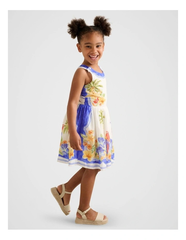 Piper Girls Criss-Cross Back Dress in Multi Print image 3