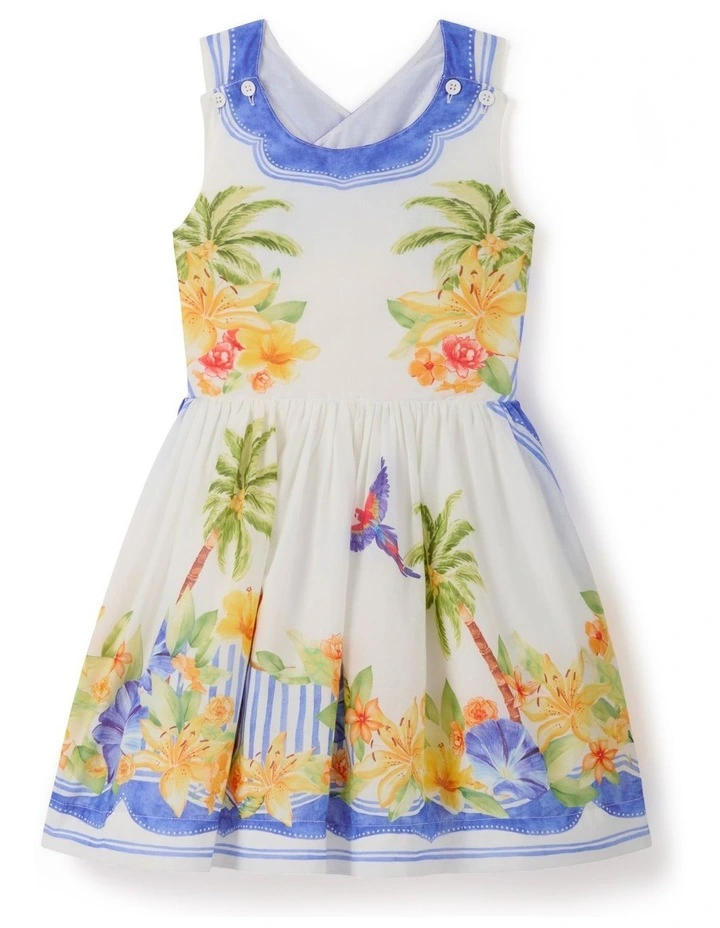 Piper Girls Criss-Cross Back Dress in Multi Print image 5