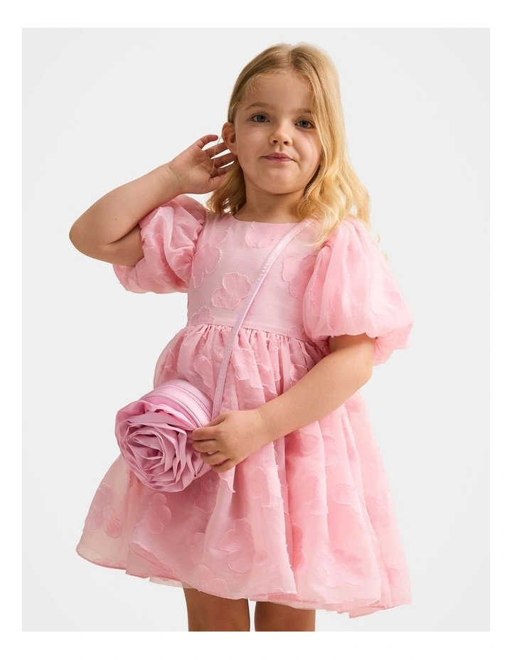 Elle Organza Bow Dress in Pink image 1
