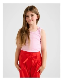 Tessa Girls Ribbed Tank Top in Pink