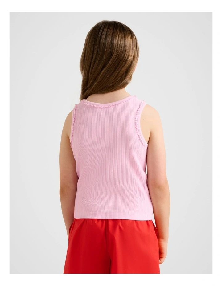 Tessa Girls Ribbed Tank Top in Pink image 2