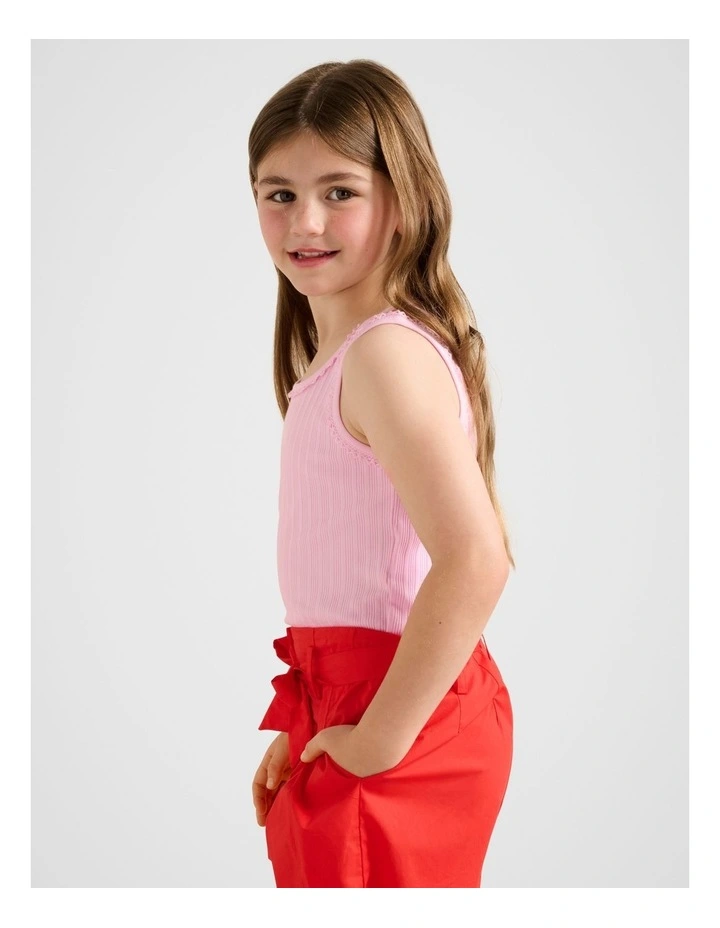 Tessa Girls Ribbed Tank Top in Pink image 3