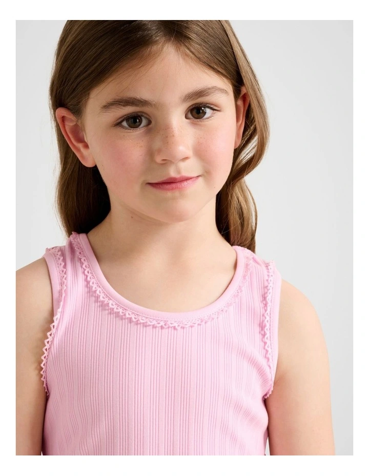 Tessa Girls Ribbed Tank Top in Pink image 4