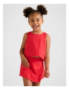 Molly Scalloped Shift Top in Red