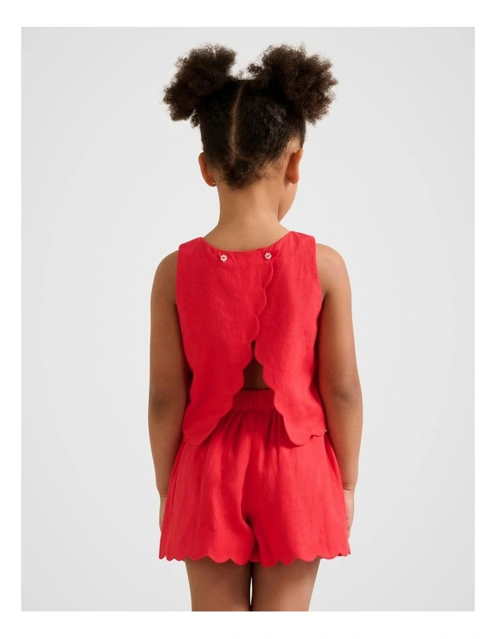 Molly Scalloped Shift Top in Red image 2